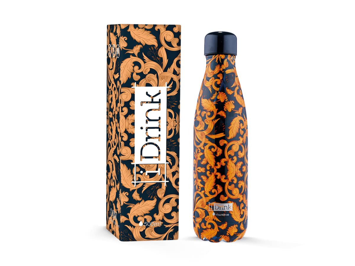 IDRINK® - Revolucionaria botella térmica, de 2 paredes, de acero inoxidable PRECIO DE FIN DE SERIE, 500 ML BAROQUE