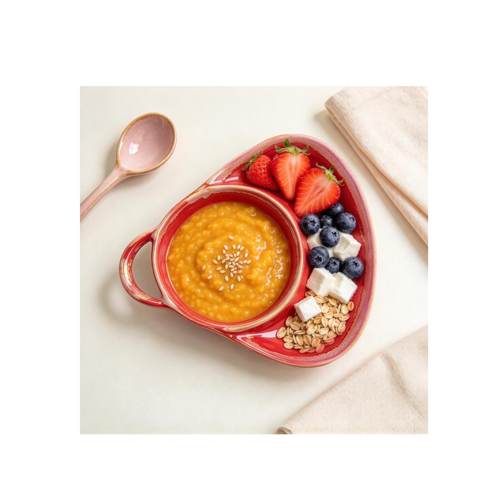 Trnvgpe Soup Bowl with Bread Plate, Ceramic Plate Combo with Bread Holder โ image 1