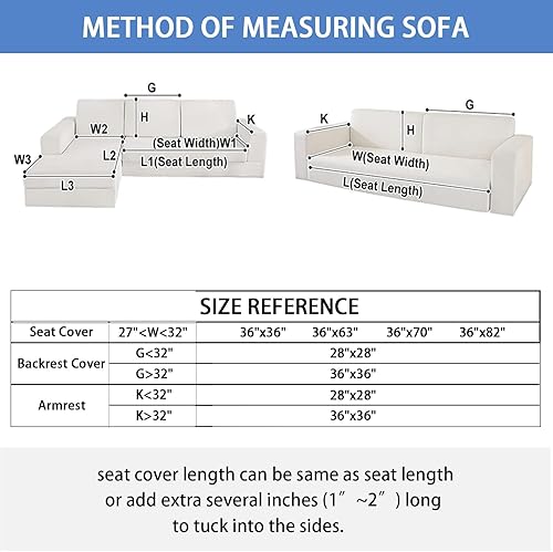 Miniatura 7 de Funda de sofá de felpa jacquard geométrico, funda antideslizante para sofá seccional, funda cálida de piel sintética (crema, 36 x 70 pulgadas, funda