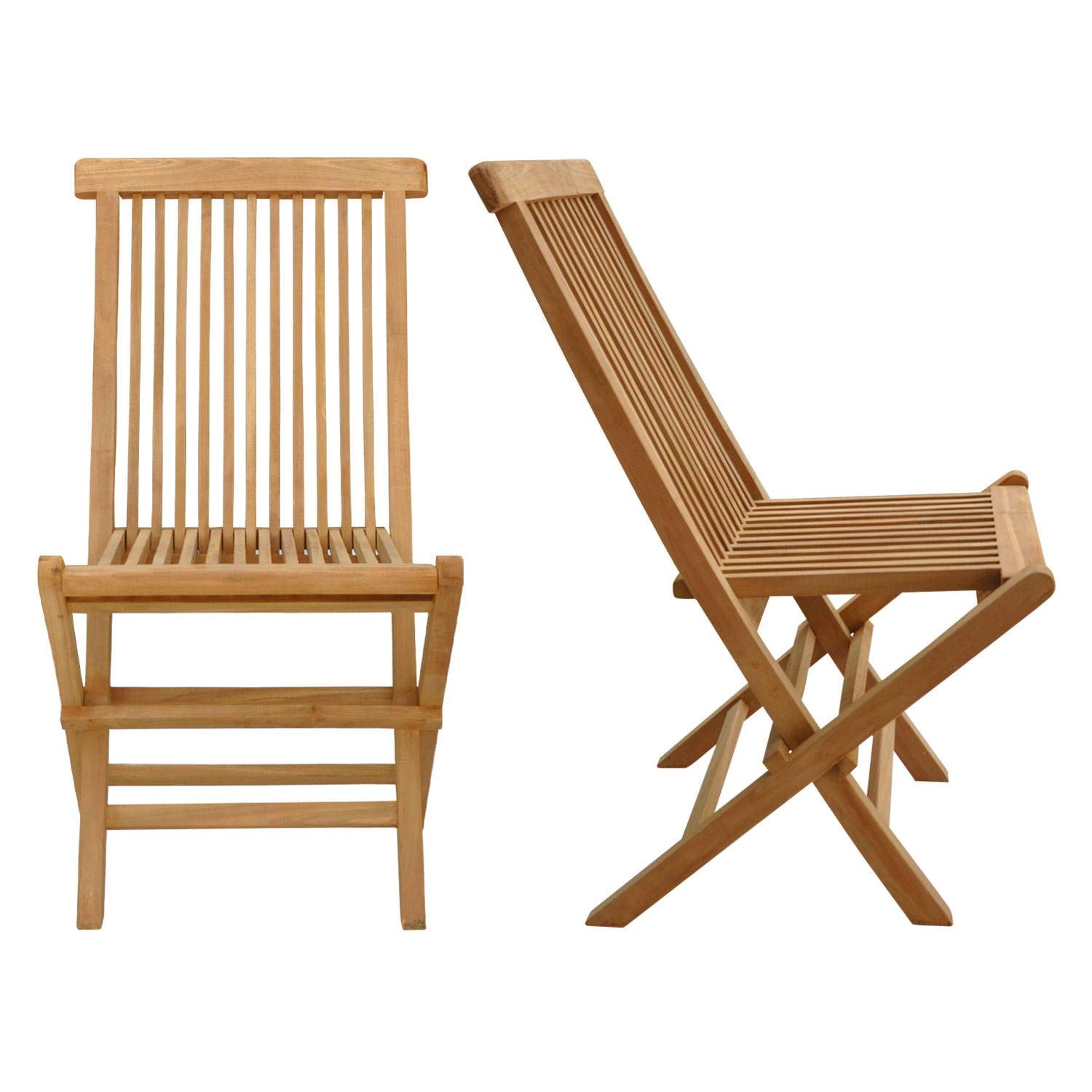 BENEFFITO SALENTO - Lot de 2 Chaises de Jardin Pliantes en Teck Naturel - Résistantes et Compactes