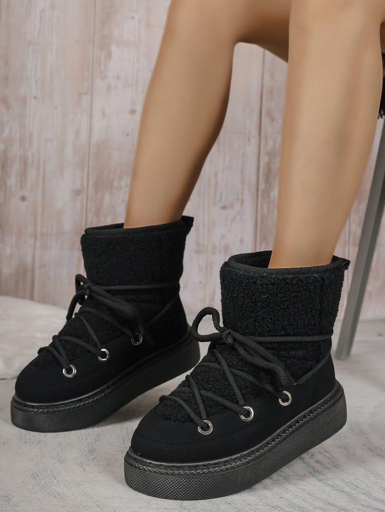 Chic Winter Women's Snow Boots - Warm, Lace-Up Mid-Calf with Thick Sole for Casual Wear - Image 6