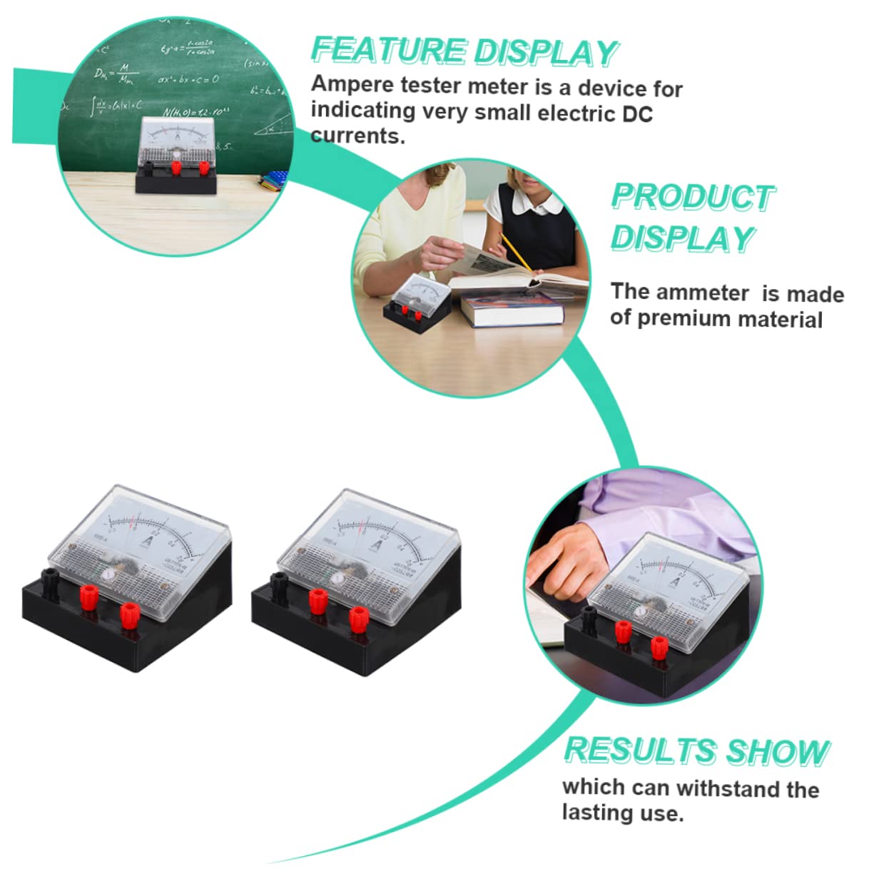 OSOLADY Ammeter for Lab Physics Experiment 2.5 Class 0.6a-3a Dc Dual Range Electricity Measurement Student's Learning Equipment High Grade Plastic