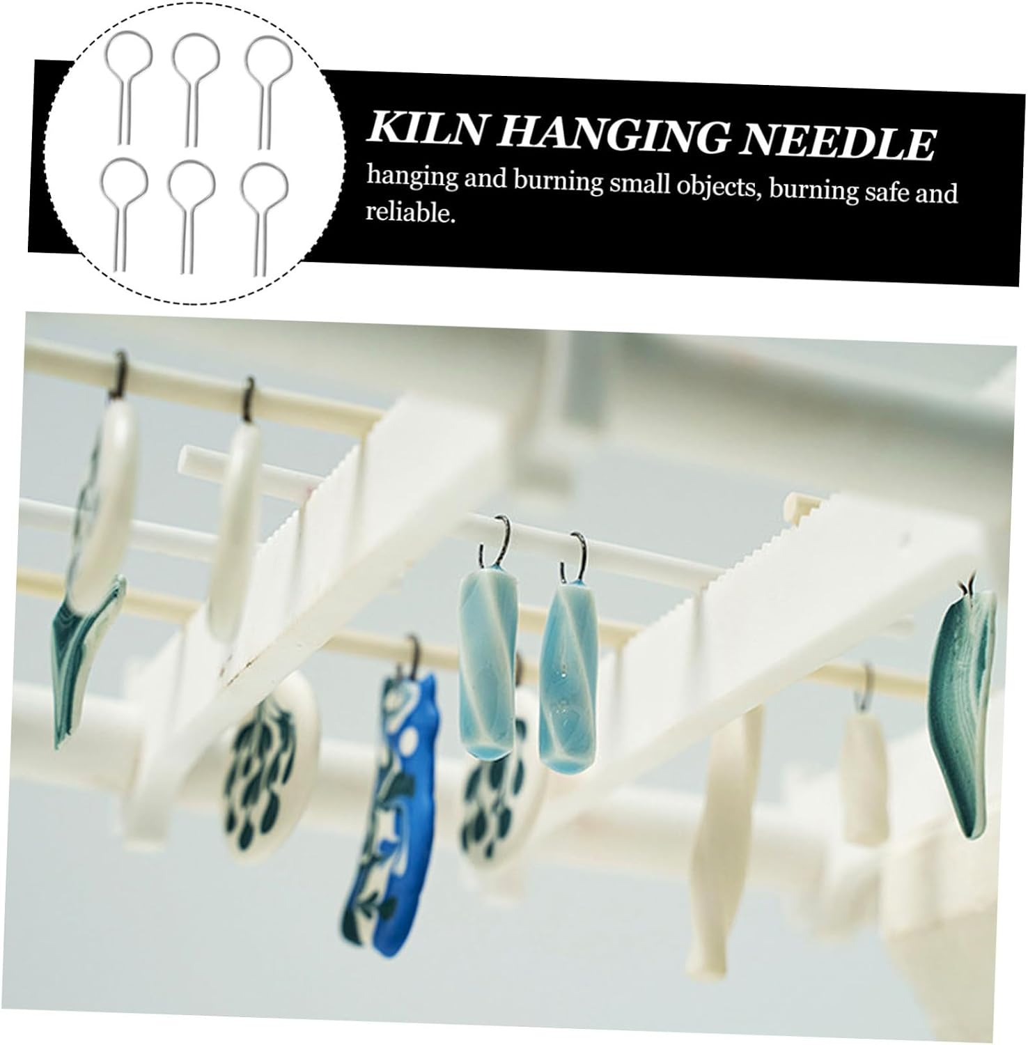 Lurrose 100pcs Ceramic Jewelry Hanging Burn Needle Kit Pottery Clay Accessory for DIY Kiln Firing