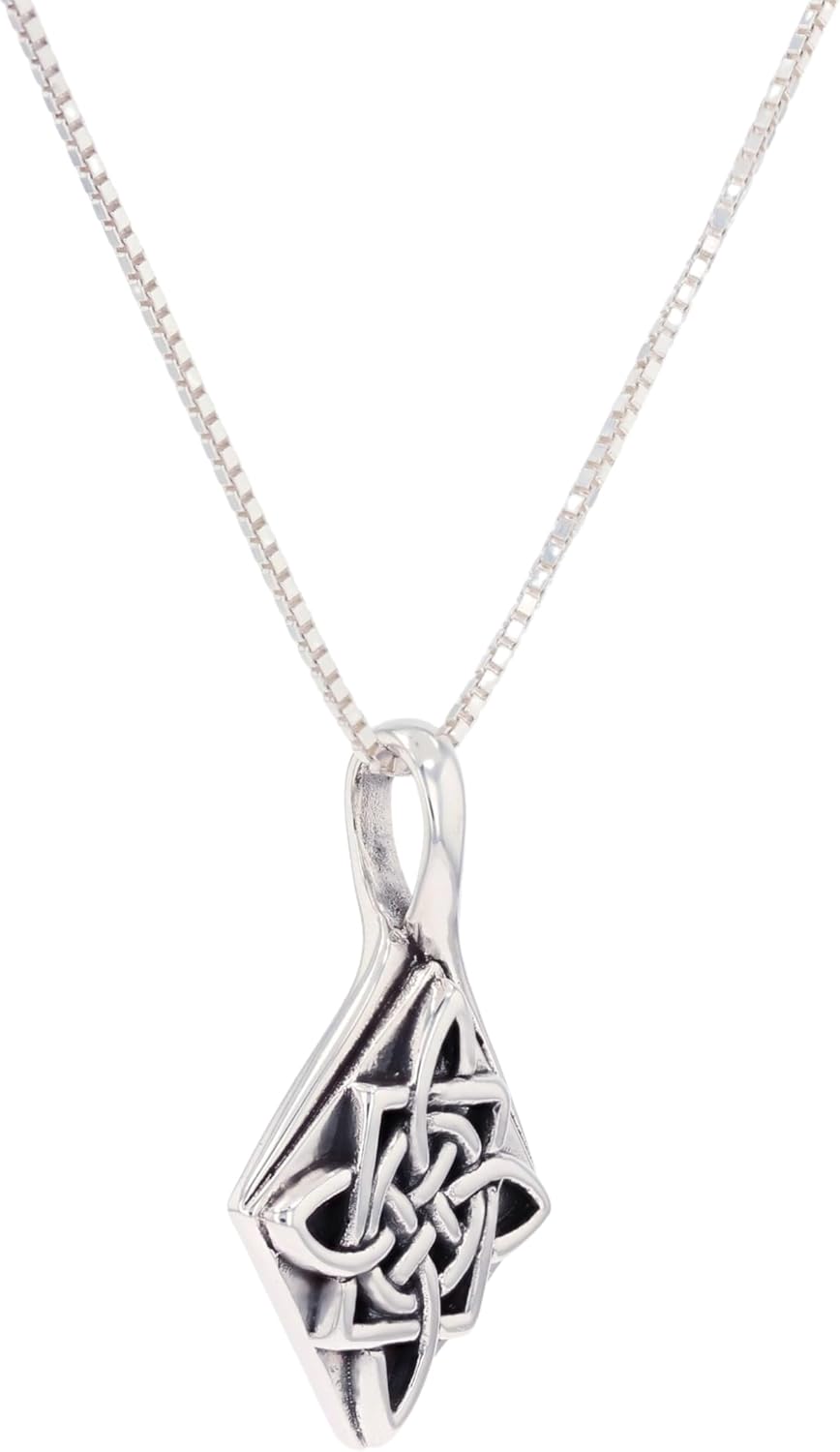 Jewelry Trends Sterling Silver Celtic Four Point Quaternary Knot Pendant Necklace 18"