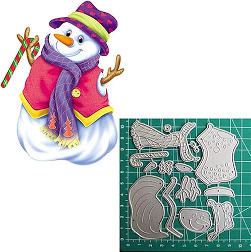 Miniatura 4 de Muñeco de nieve de metal con una bufanda y troqueles de muñeco de nieve de Navidad troquelados para plantillas en relieve, molde de plantilla para