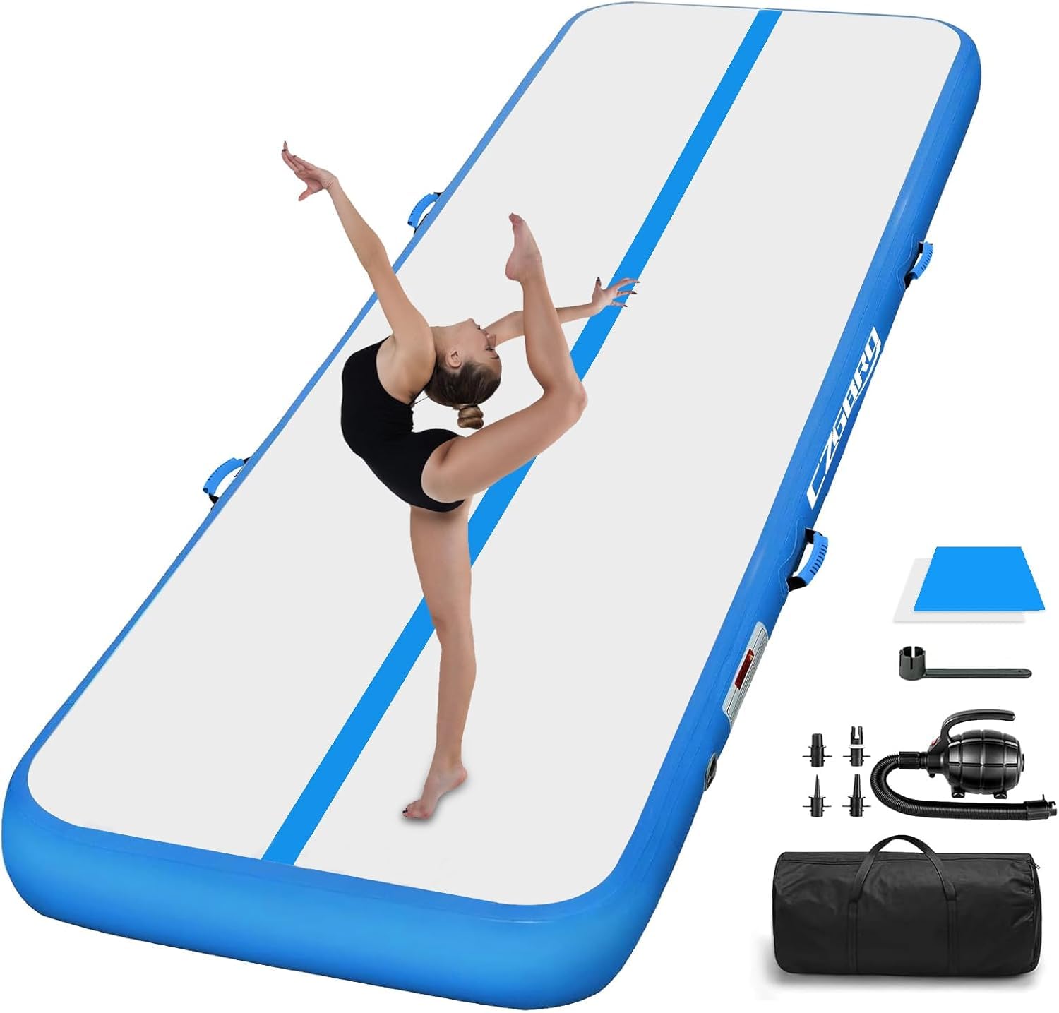 Tumbling Track Mat Thickness Inflatable Gymnastics Mats Air Mat Tumble Track, Air Floor Training Mats with Air Pump for Kids Gym Home Use Cheerleading Yoga