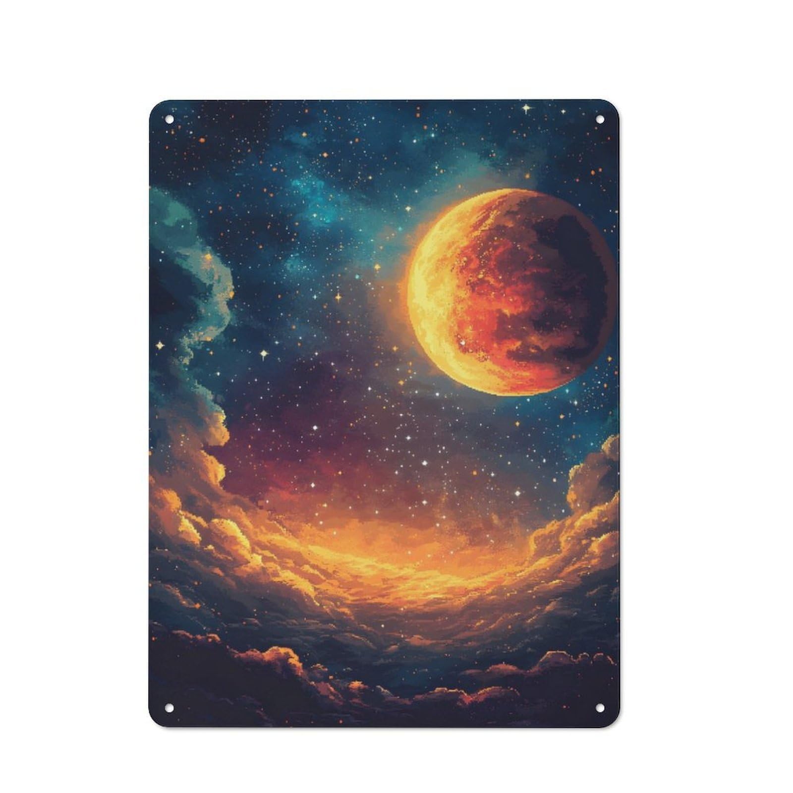 Junmoney Celestial Landscape Vintage Metal Plaque 40X30cm Featuring For Garage Wall, For People Furnishing A Garage