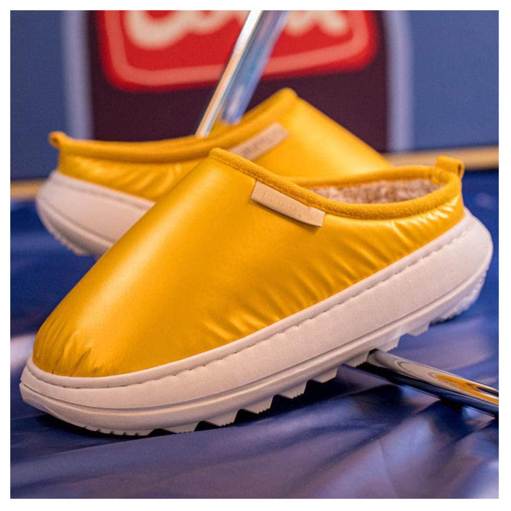 Chaussons hiver hommes contre les pieds froids avec semelle épaisse en duvet jaune