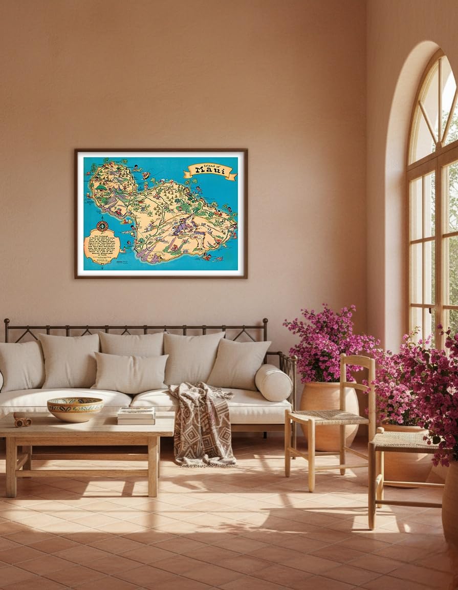 Amazon.com: Island of Maui Hawaii - Vintage Pictorial Map by Ruth