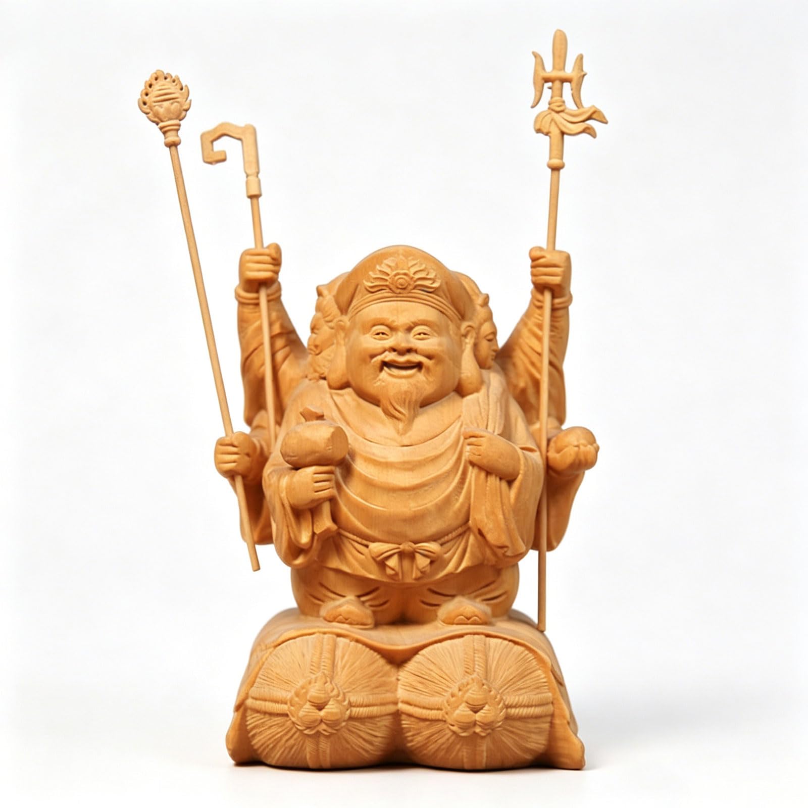 Amazon｜『三面大黒天』木製 七福神 大黒天 木彫りの仏像 金運開運祈願