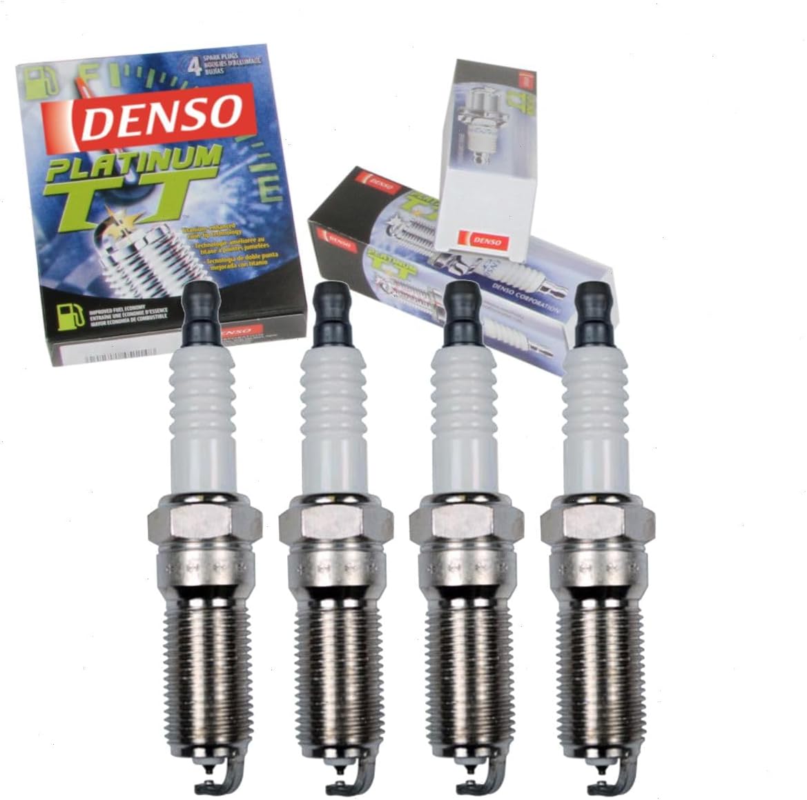 4 pc DENSO Platinum TT Spark Plugs compatible with Mazda 3 2.0L 2.3L 2.5L L4 2006-2013