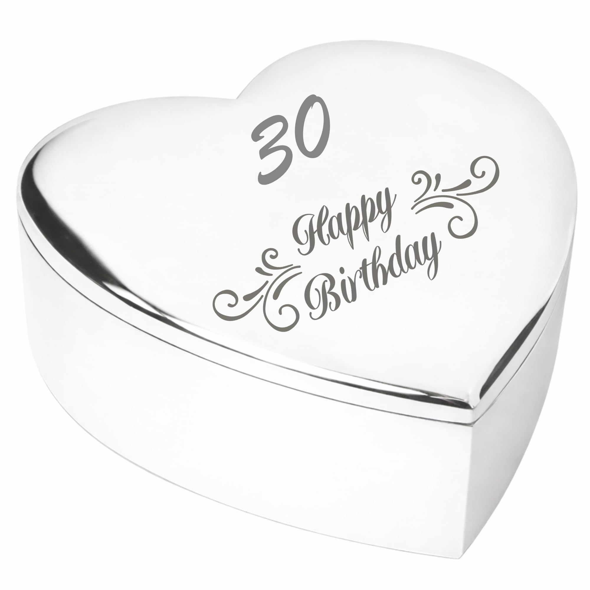 Chris Bag Of Goodies 30th 30 Year Old Thirtieth Birthday Gift Swirl Engraved Silver Finish Heart Shaped Trinket Box Keepsake Present Idea For Her Wife Daughter Women Sister Friend