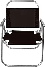 CADEIRA DE PRAIA ALUMINIO SENTAR REFORÇADA 150KG (PRETO)