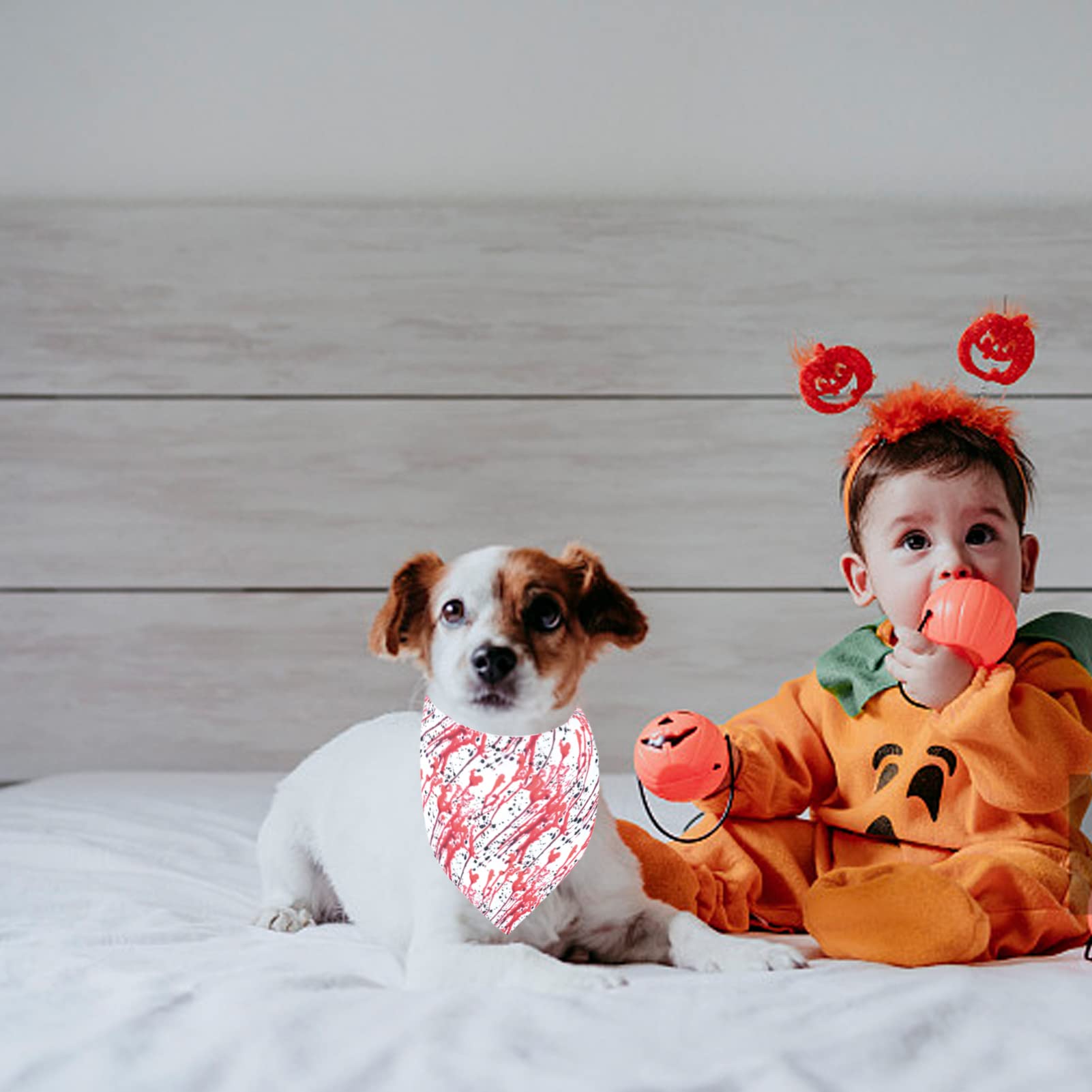 8er-Set Halloween-Hunde-Bandanas – Kürbis, Fledermaus, Verstellbar, Waschbar, Für Mittelgroße Hunde