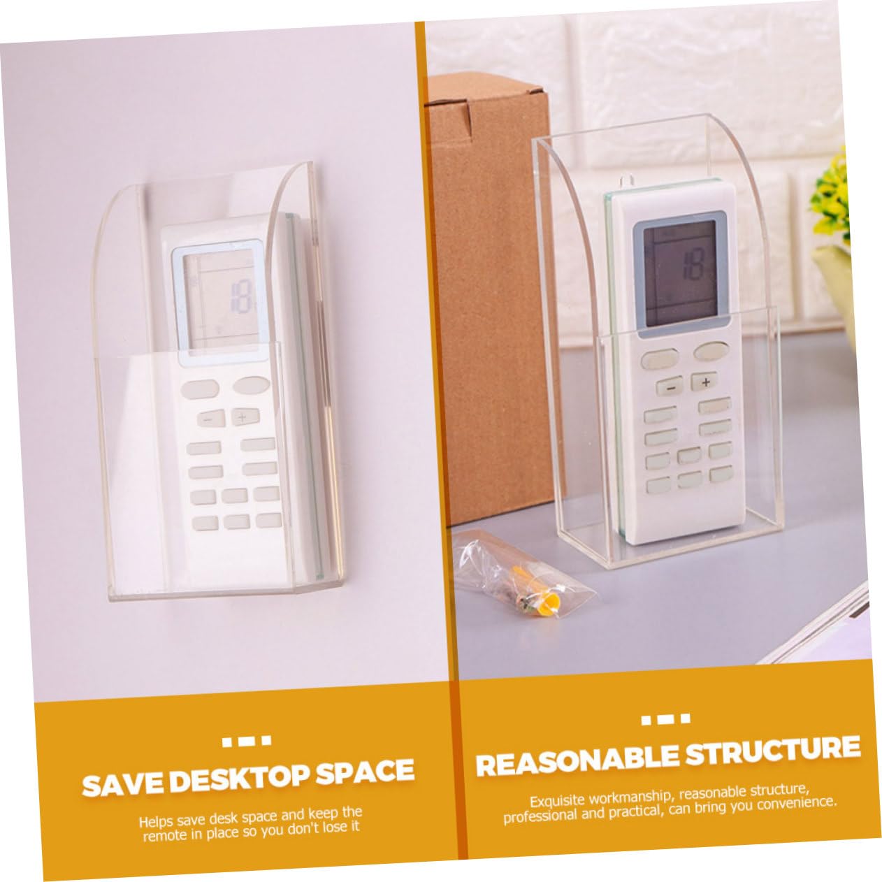Organizador de Control Remoto de 6 Piezas, Caja de Almacenamiento Transparente para Controles de Aire Acondicionado, Soporte de Pared para Hotel, Oficina o Hogar