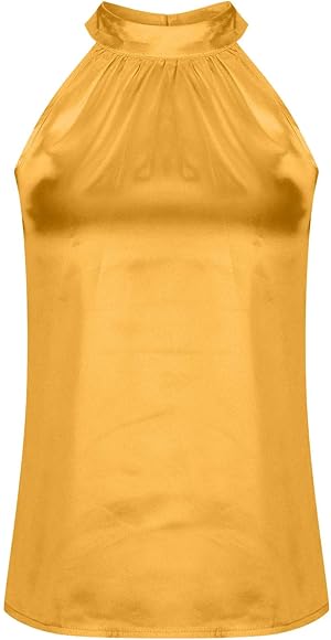Amazon | [Foreted] タンクトップ レディース シルク ホルターネック 