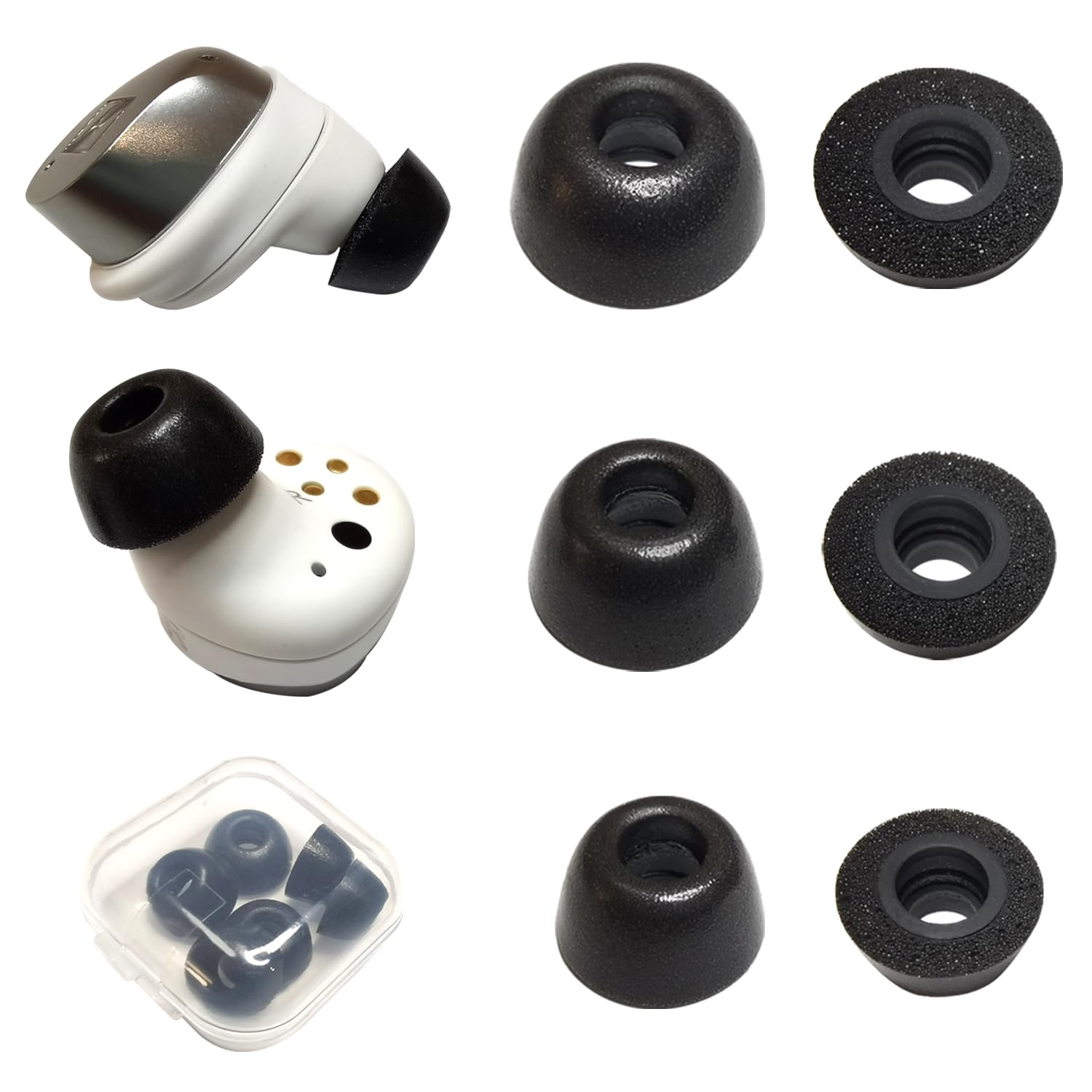 3 Pairs Memory Foam Ear Tips for Sennheiser Momentum 4 True Wireless - Noise Cancelling, (S/M/L Black) Fits in Charging Case