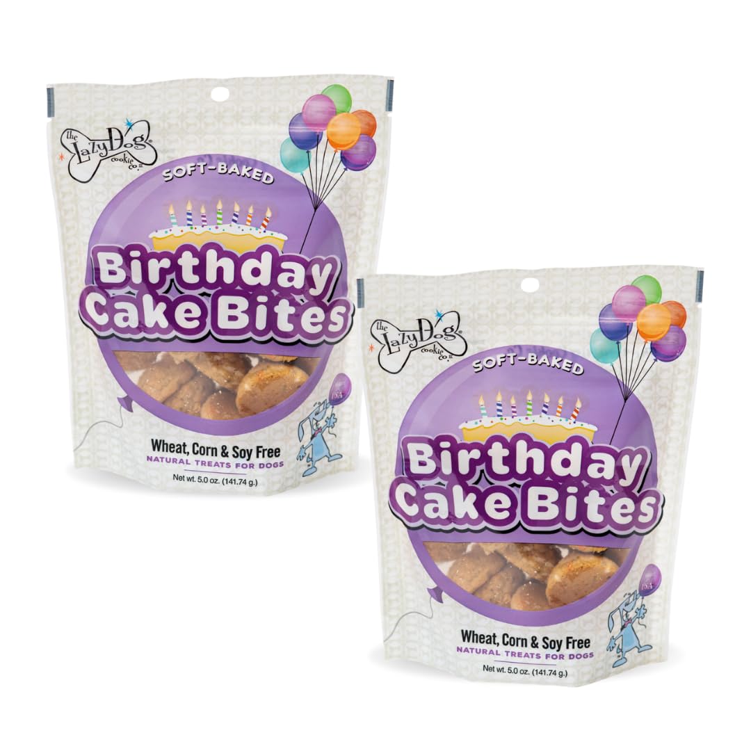 The Lazy Dog Cookie Co. Mutt Mallows Birthday Cake Soft Baked Dog Treats, Vanilla with Confetti Sprinkles, for Small, Medium and Large Dogs,