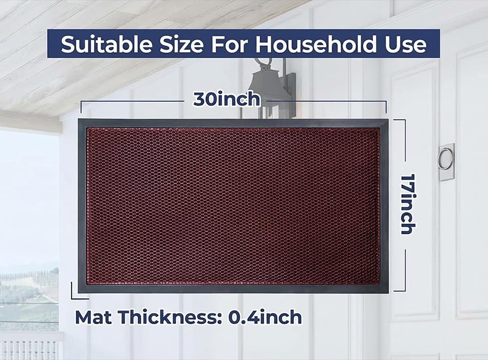 Image of Muddy Mat Mesh Quick-Dry Door Mat - Heavy-Duty, Sand & Dirt Trapper for Outdoor & Indoor, Ideal for Entrance, Mudrooms, Patios & Garages, Low-Profile, Non-Slip, Washable - Red 17 inchx30 inchx0.4 inch