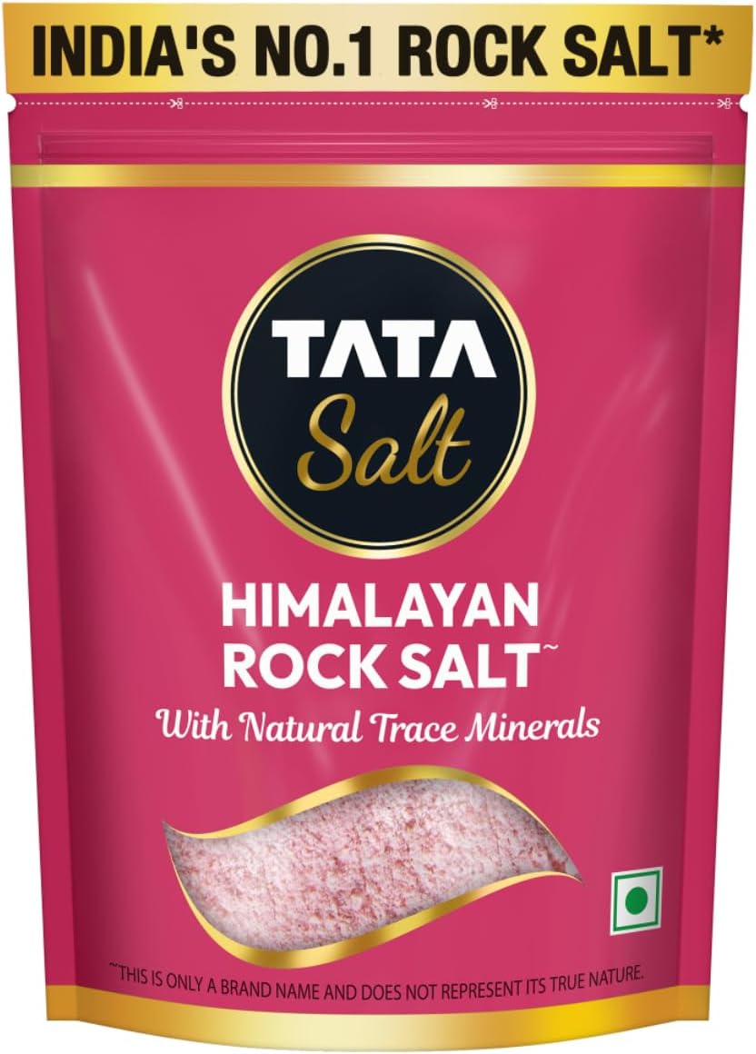 Tata Himalayan Rock Pink Salt, 1kg Pouch, Premium Sendha Namak, With Natural Trace Minerals, Low Sodium, Crystal Salt