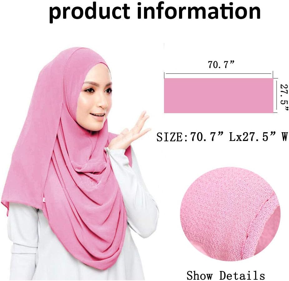 LMVERNA Solid Color Bubble Chiffon Scarf for Women Fashion Soft Hijab Long Scarfs Wrap Scarves - Image 2