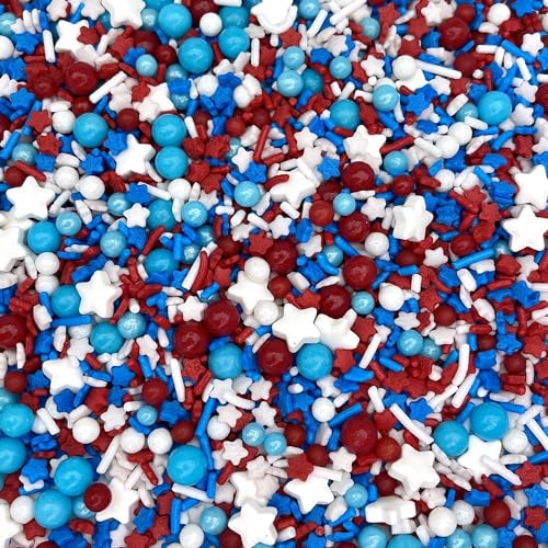 Image of Manvscakes Sprinkles- Edible Cake and Cupcake Sprinkles with Assorted Shapes and Sizes for Parties, USA Patriotic Sprinkle Mix for Cookies, Ice Cream, Cake and Cupcake Decorating, (Red /blue)