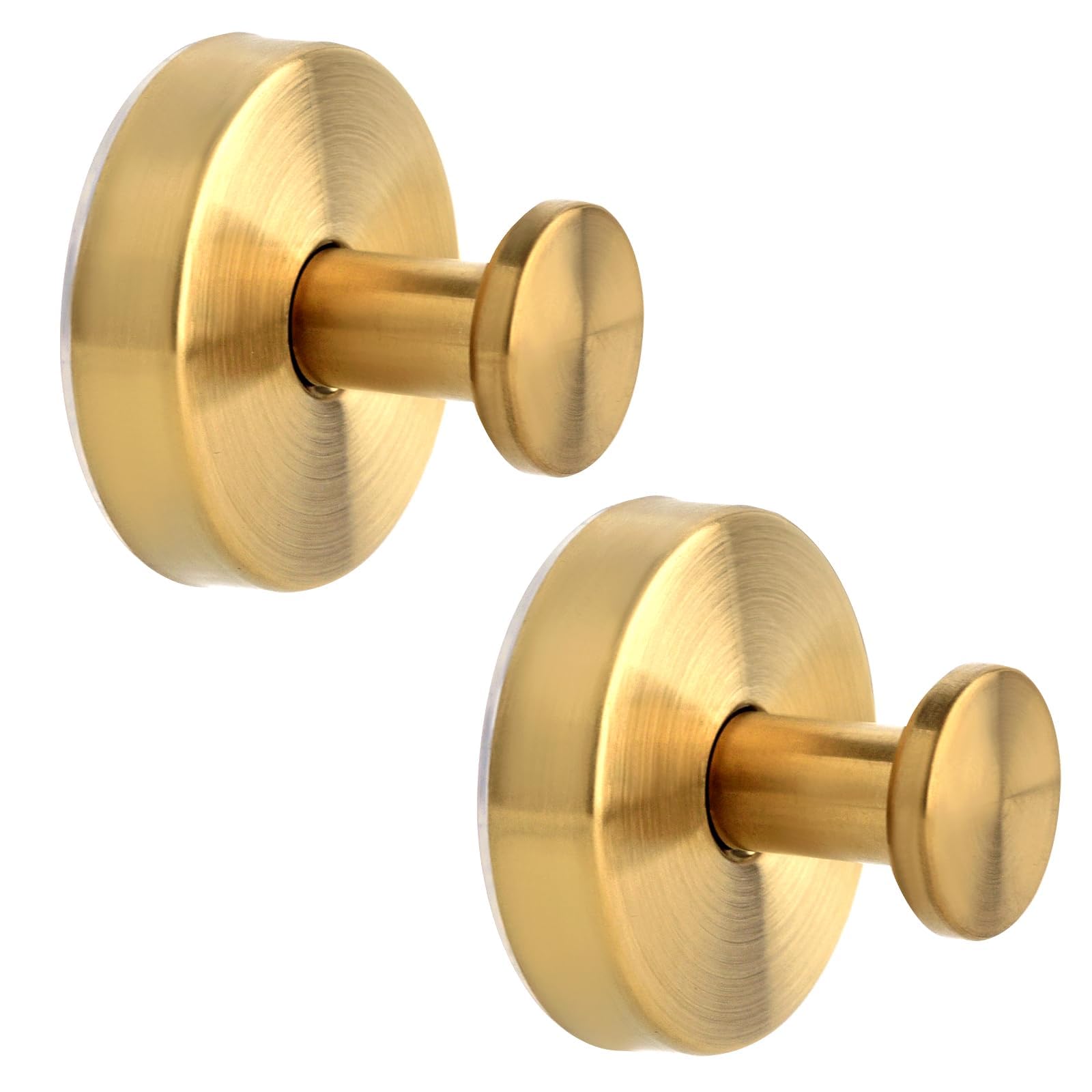 TERRIFI Suction Cup Hooks for Shower, Towel Hooks for Bathroom, Kitchen, Glass Door, Mirror, Tile, – Loofah, Towel, Bath Robe Hooks for Hanging up to 15 lbs, Brushed Gold (2 Pack)