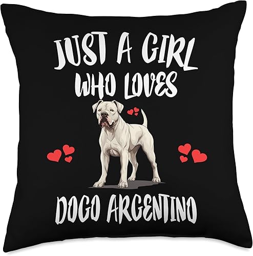 Miniatura 4 de Dogo Argentino Dog Just A Girl Who Loves Throw Pillow, 16x16, Multicolor