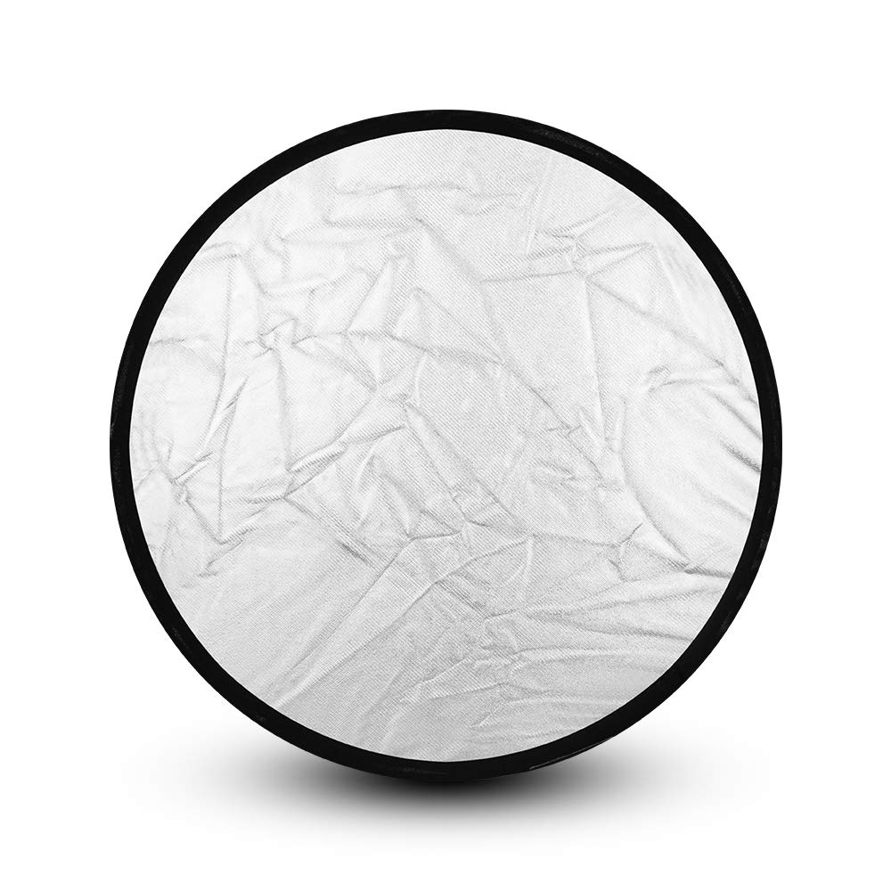 Riflettore di luce, 30 cm, 2 in 1, rotondo, pieghevole, portatile, per studio fotografico (30,5 cm), oro e argento