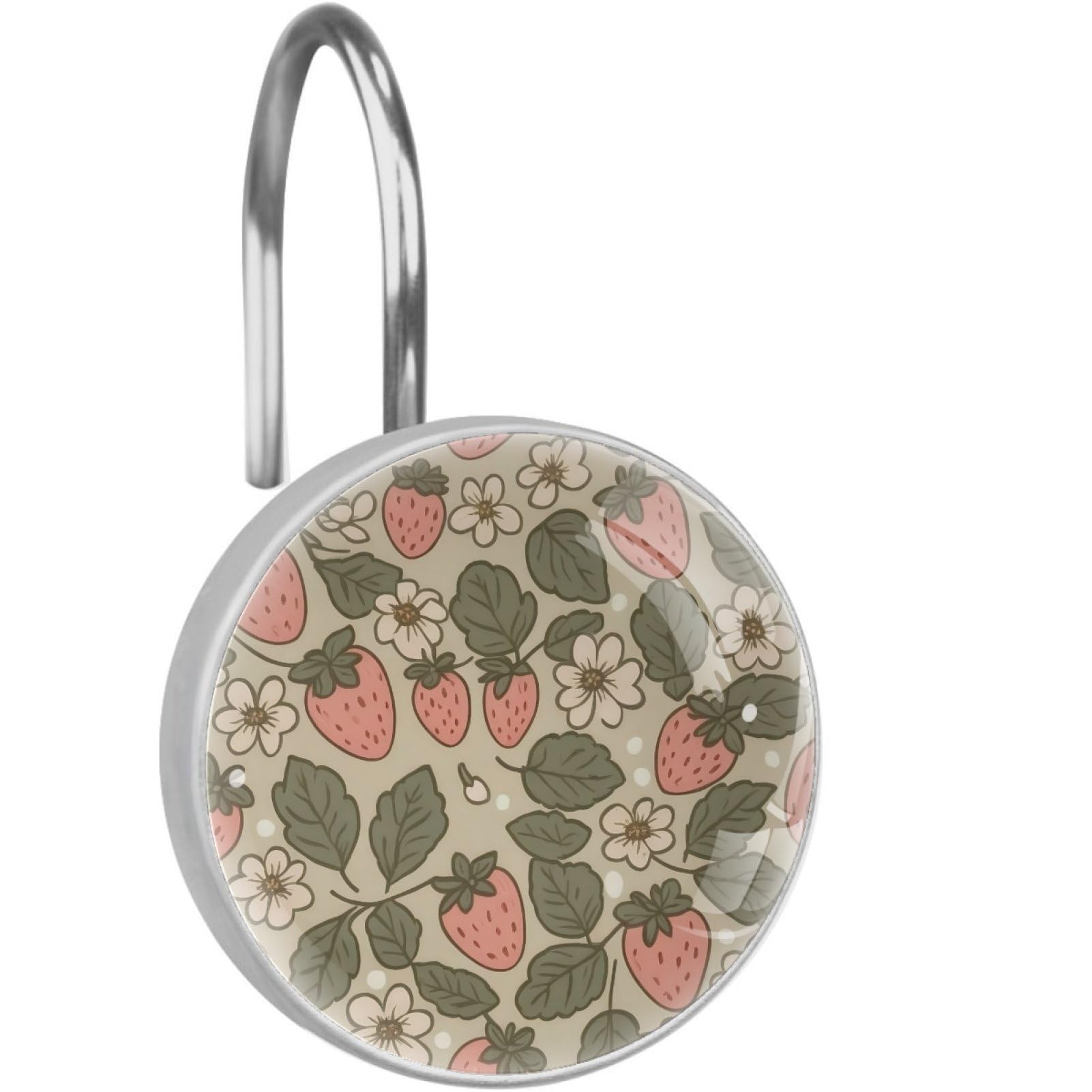 VAPOKF Shower Curtain Hooks, 12PCS Strawberry Floral Shower Curtain Hook for Bathroom Decors Home Bedroom