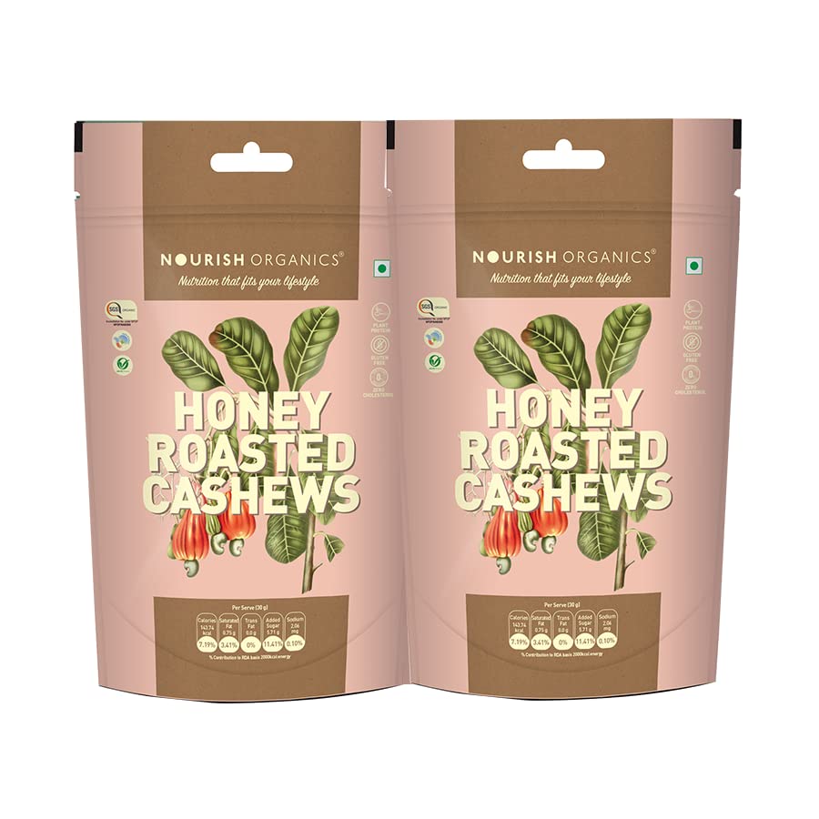 Nourish Organics Honey Roasted Cashews 100gm Pack of 2 Sweet and Nutty Snack| Healthy and Nutrient Rich | No Refined Sugar | Clean Label (B071JC63P2) Amazon Price History, Amazon Price Tracker