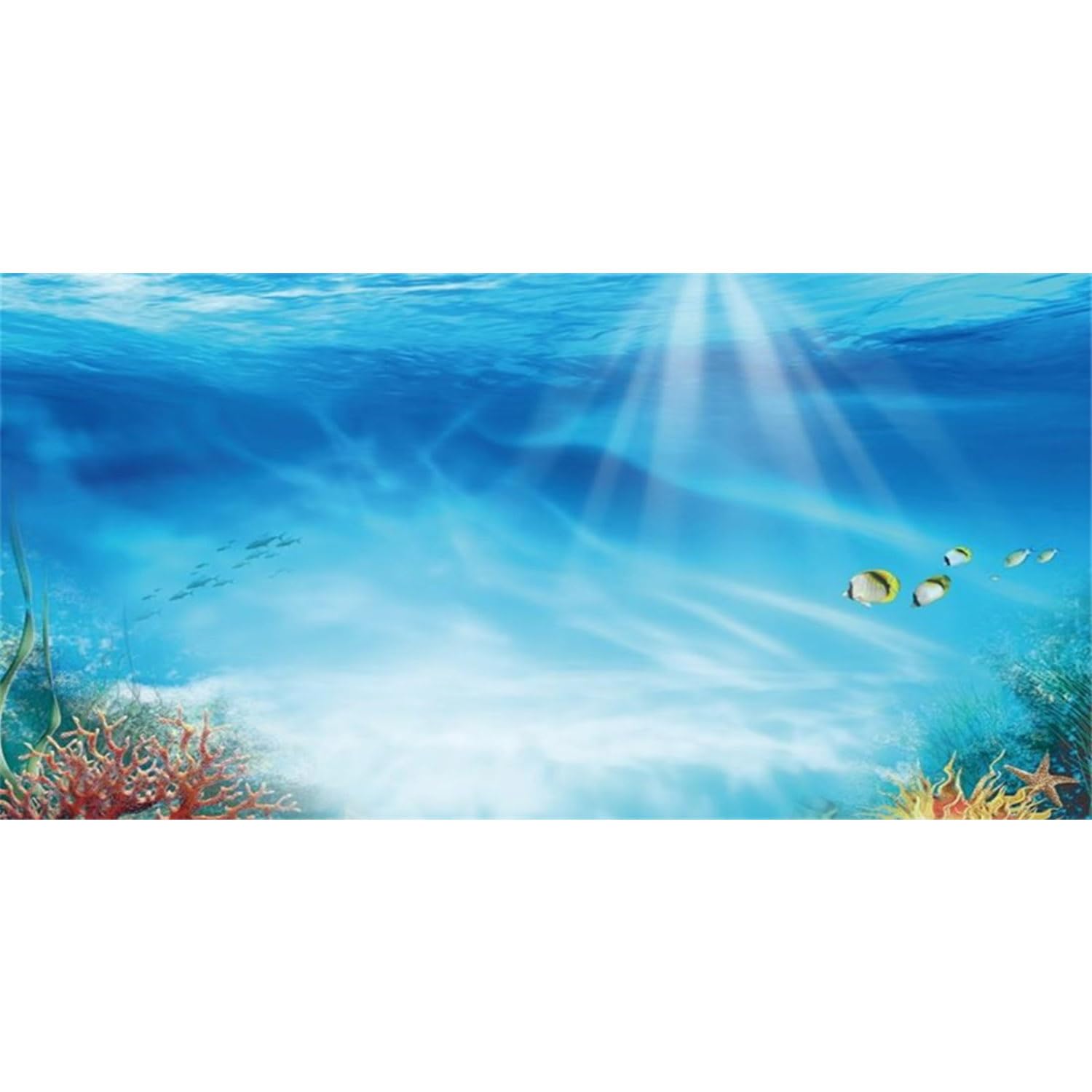 AWERT Undersea Theme Aquarium Background Colorful Coral Tropical Fish Sunshine Underwater World Fish Tank Background 30x18 inches Vinyl