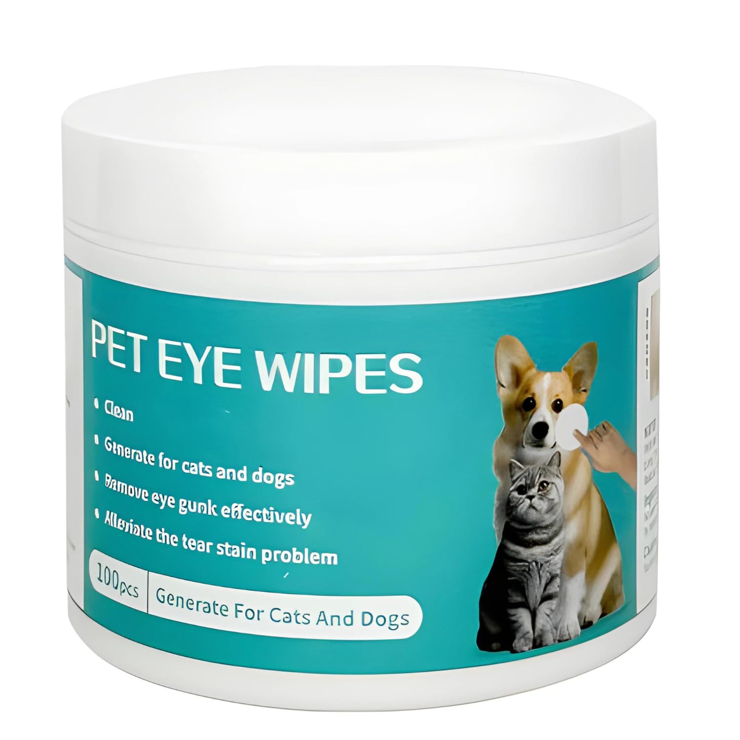 Jiashuiwin Eyes Wipes for Dogs & Cats - Gently Remove Tear Stain, Eye Debris, Discharge, Mucus Secretions Pet Cleaning Grooming Deodorizing Wipes for Eyes, Wrinkle, Face - 100pcs