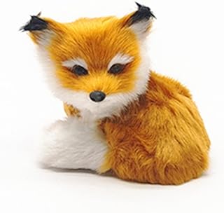 Fox Plush Stuffed Animal Toy Small Simulation Fox Plush Toy Static Action Figures Fox Standing Sitting Plush for Home, Office (Brown)