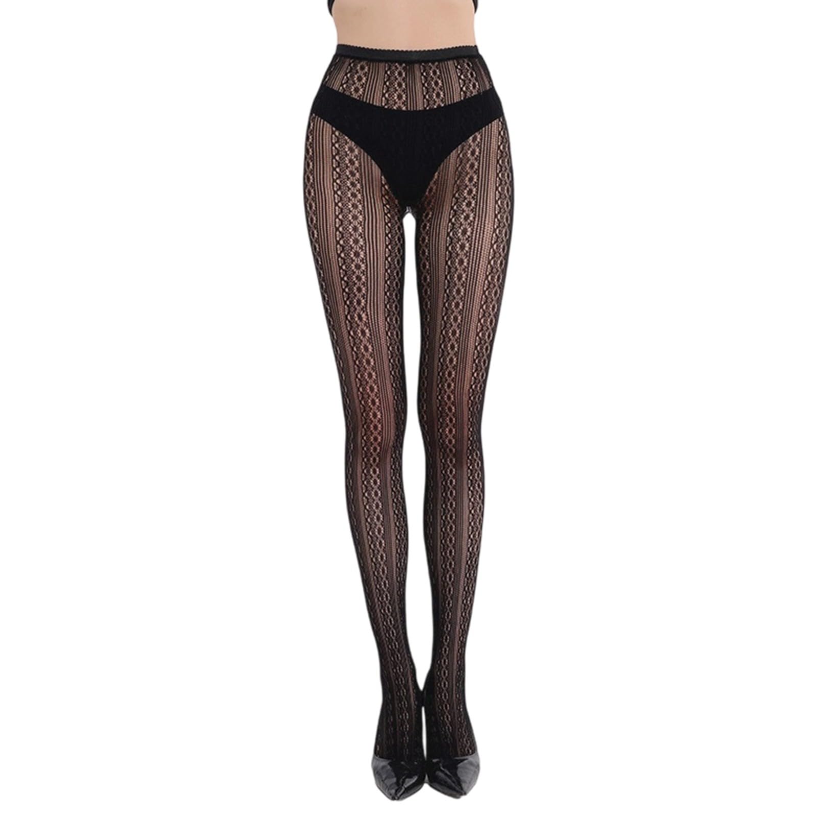 Halloween Stockings Women's Gothic Fishnet Tights with Lace Bows Design Hollow Pattern Cosplay Costume Accessory, White, One Size