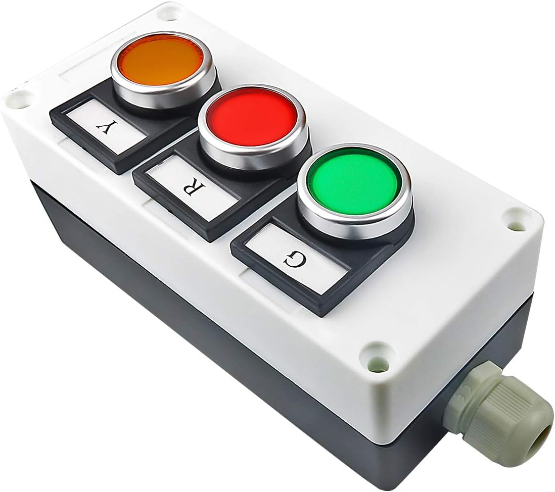 Momentary Push Button Switch Pushbutton Switches Station LA38-11 Box 22mm 10A 440V 1NO 1NC Red Yellow Green Sign