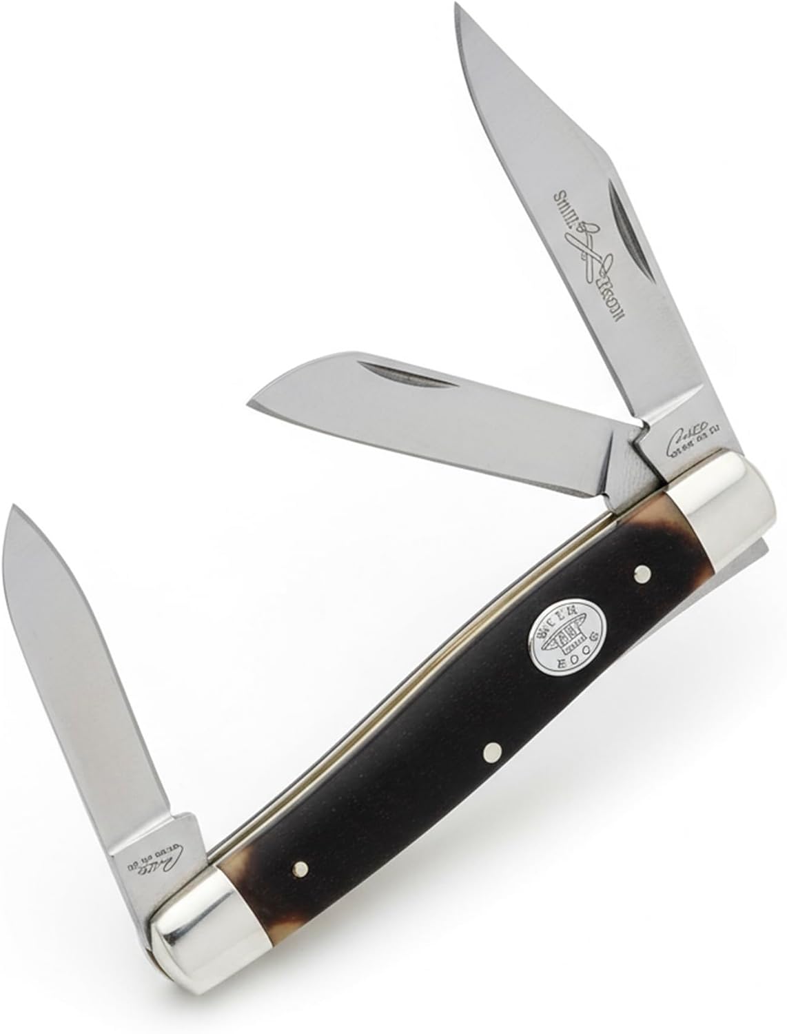 Rite Edge 4" Large Stockman Folding Knife – Traditional Pocket Knife with 3 Stainless Steel Blades – Classic EDC Knife with Brown Sawcut Handle – Outdoor Utility Pocket Knife for Men & Everyday Use