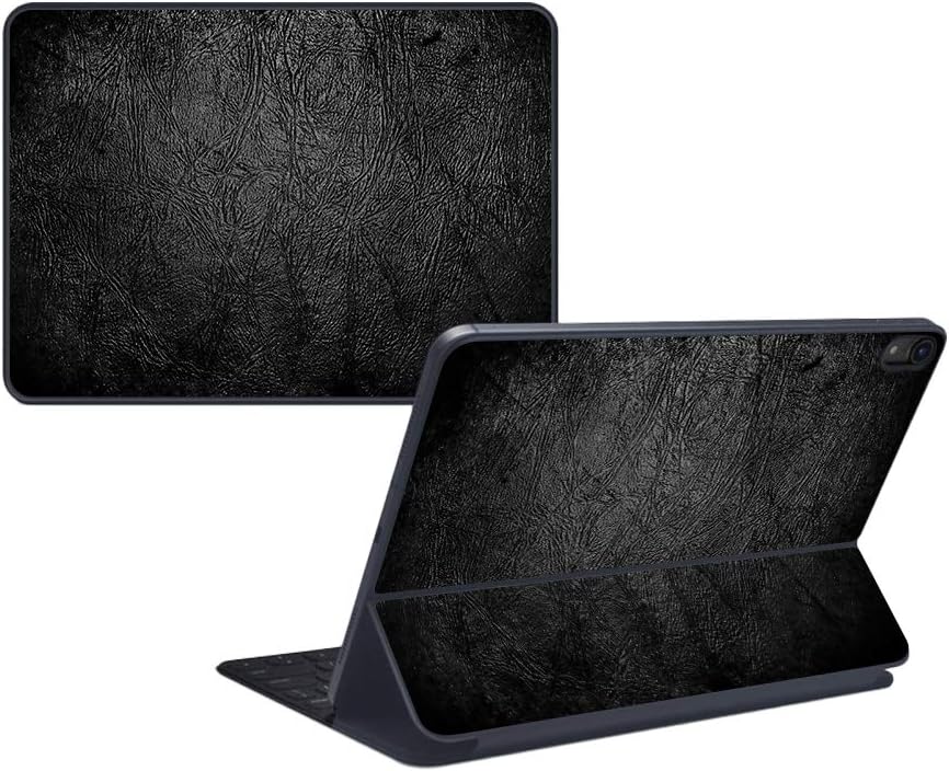 MightySkins Skin Compatible with Apple iPad Pro Smart Keyboard 11" (2018) - Black Leather - Protective, Durable, and Unique Vinyl Decal wrap Cover - Easy to Apply, Remove - Made in The USA