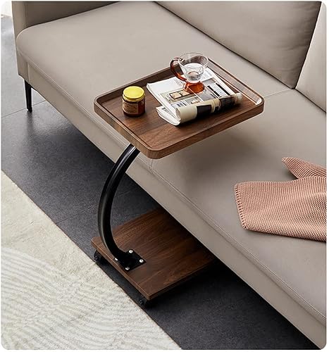 Miniatura 11 de Mesa auxiliar pequeña en forma de C, mesas auxiliares delgadas para sofá que se deslizan debajo del sofá cama, mesa de bandeja de aperitivos delgada