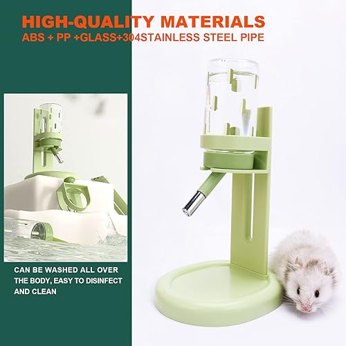 Miniatura 2 de Botella de agua de hámster sin goteo para tanque de vidrio, botella de agua de pie para hámsters, alimentador de agua para hámsterescerdos de