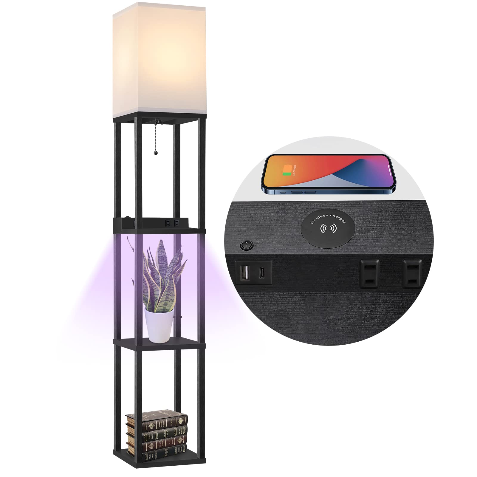 Buy Floor Lamp with Shelves for Living Room, Shelf Floor Lamp with LED