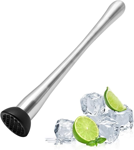 JJQHYC Cocktail Muddler Stainless Steel Muddler 30cm Mojito Masher Bar Cocktail Muddler Ice Crusher Lemon Muddler