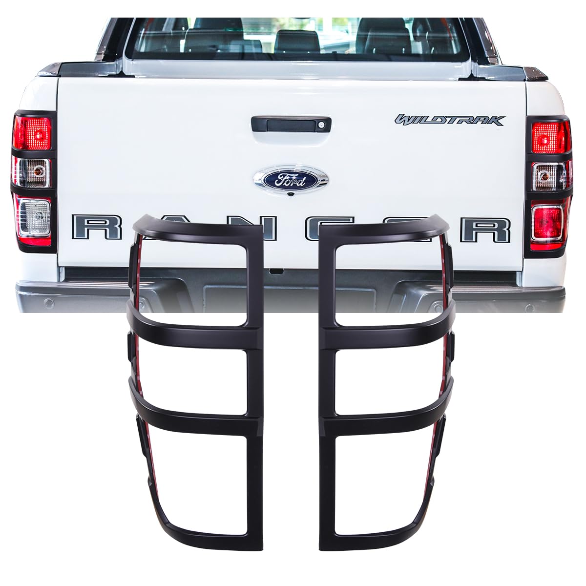 Protección de la cubierta de la luz trasera para Ford Ranger Wildtrak Raptor 2012-2022 T6 T7 T8 XL XLT Limited Tremor MK1 MK2 MK3 Negro (Cubierta de luz trasera)