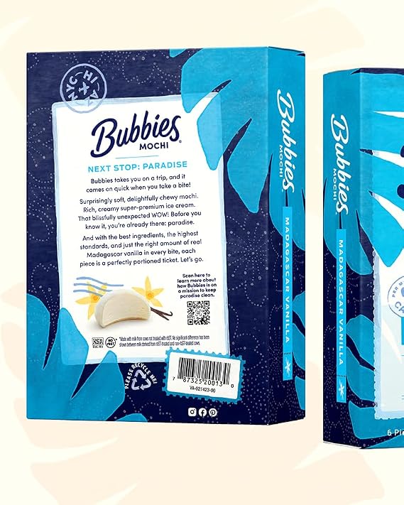 Bubbies Mochi Ice Cream, Madagascar Vanilla 7.5oz (Pack of 1)