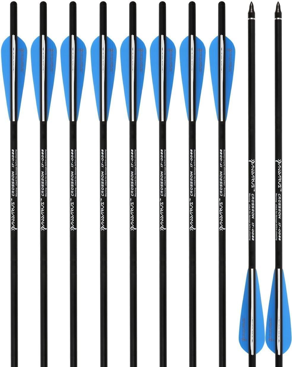 Archery Carbon Crossbow 17/20/22-Inch Arrows Bolt Crossbolt Fletched 4 Inch Vane with Field Point (Pack of12)