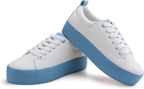 Miniatura 6 de JABASIC Zapatos deportivos de plataforma con cordones para mujer, cómodos, informales, a la moda, para caminar