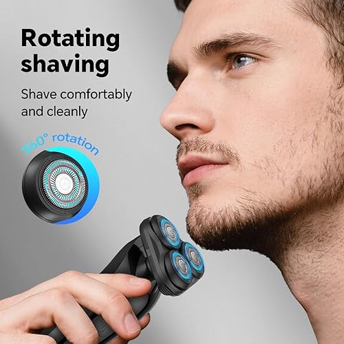 Miniatura 7 de Maquinilla de afeitar eléctrica para hombres, afeitadora recargable de precisión 3D con recortadora emergente, afeitadoras inalámbricas rotativas,