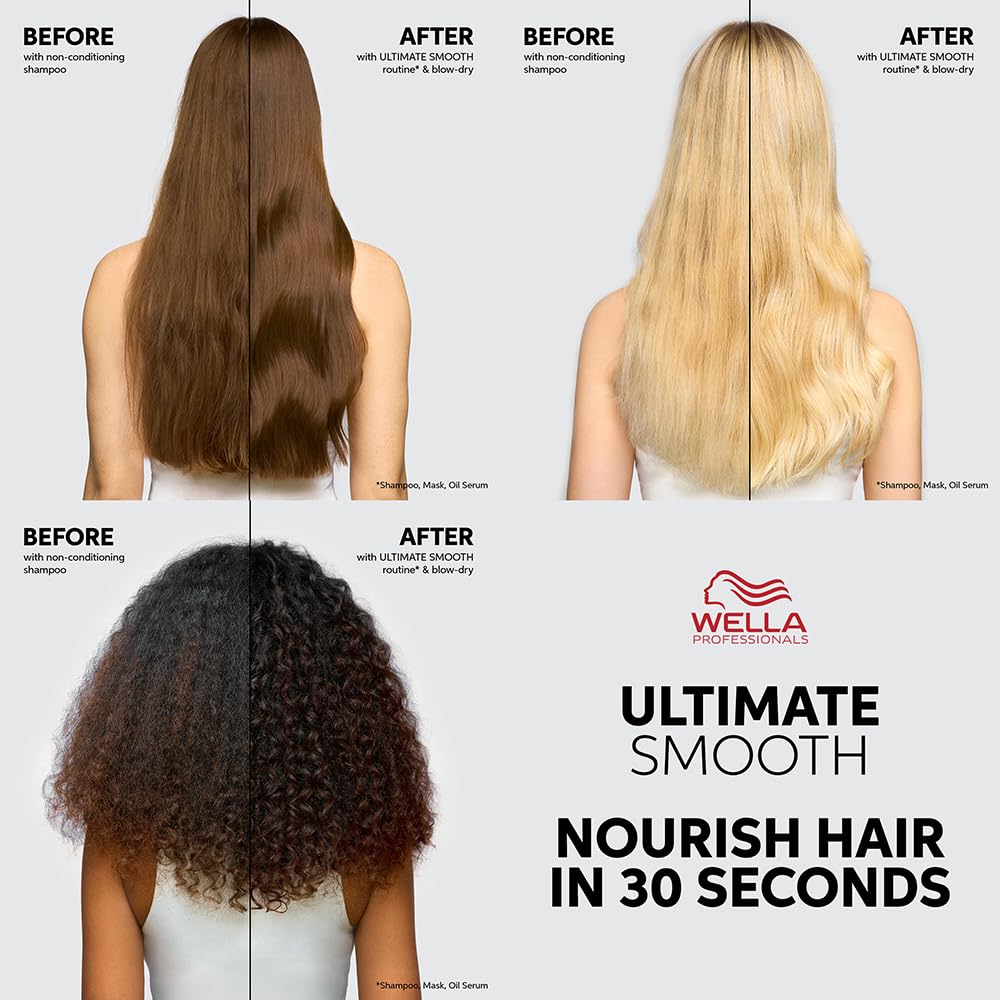 Wella Professionals Ultimate Smooth Hair Mask – pielęgnująca kuracja do włosów ze skwalanem i Omega 9 – do suchych, matowych i kręconych włosów (500 ml)