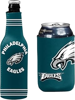 Football Can & Bottle Holder Insulator Beverage Huggie Cooler (Philadelphia Crest/Black Can (Eagles))