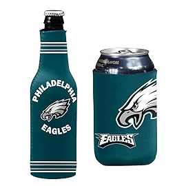 Football Can & Bottle Holder Insulator Beverage Huggie Cooler (Philadelphia Crest/Black Can (Eagles))